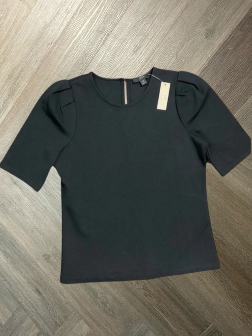 NWT J.Crew Classic Stretch Puff Sleeve Top Womens XS Black Coquette Holiday